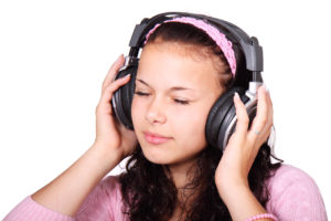 music student with headphones