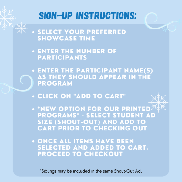 Winter showcase sign up