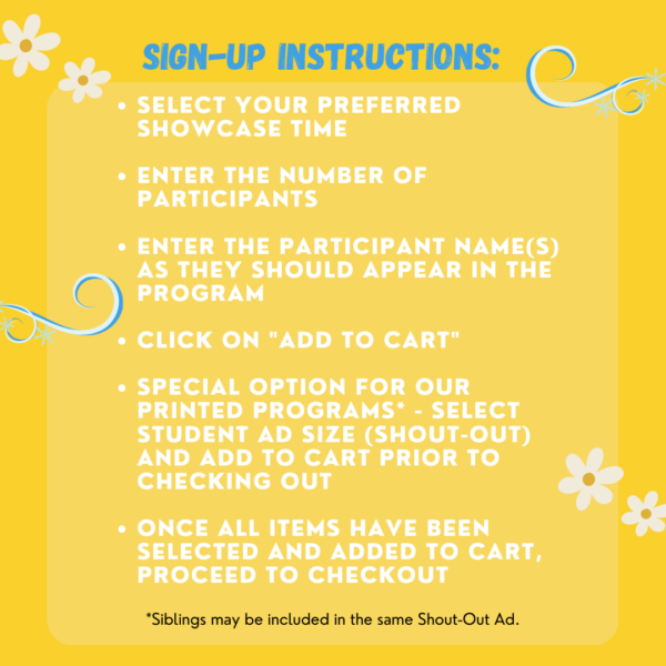 In-person showcase sign-up instructions