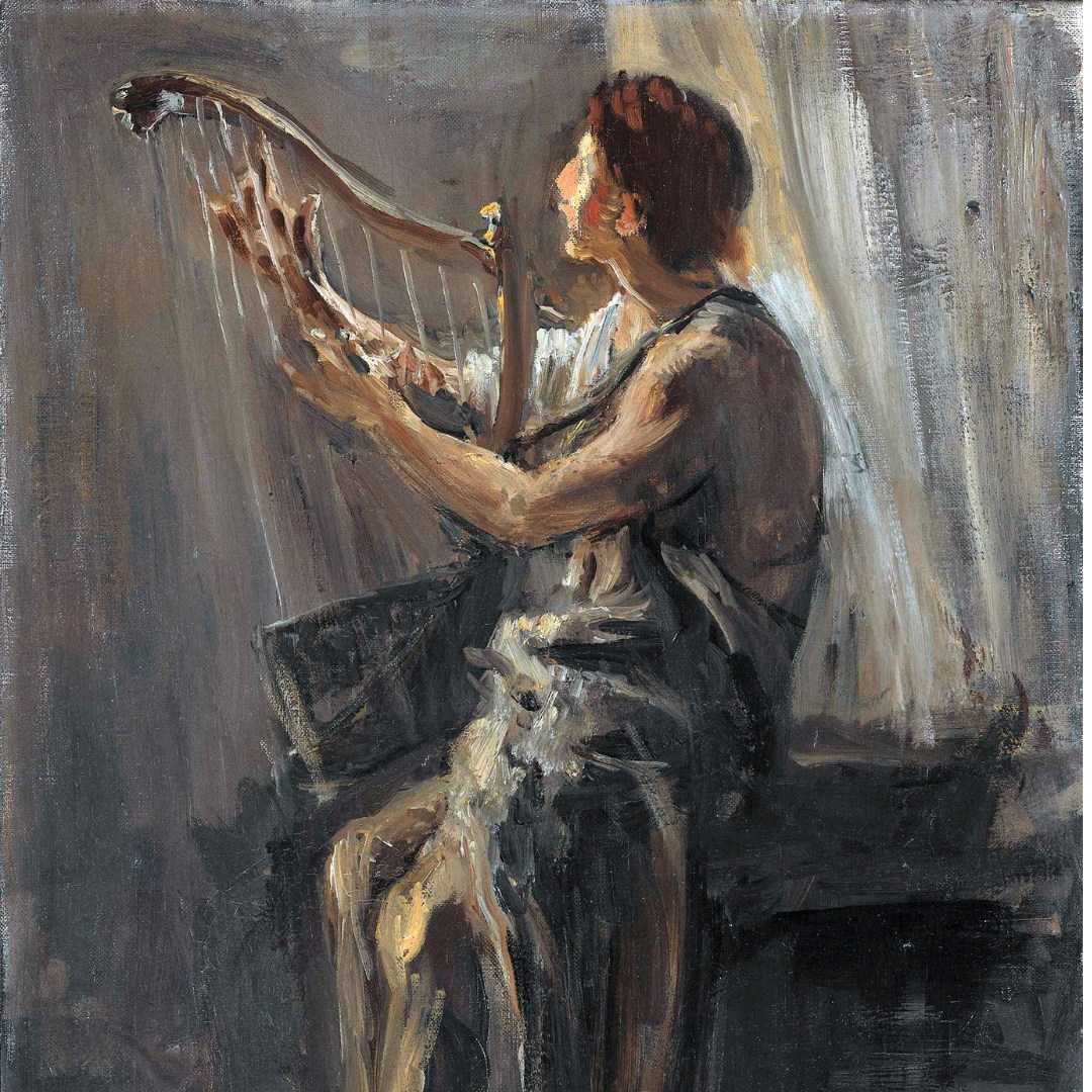 painting of David playing the harp