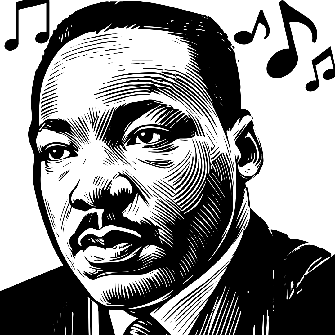 Dr. King with music notes